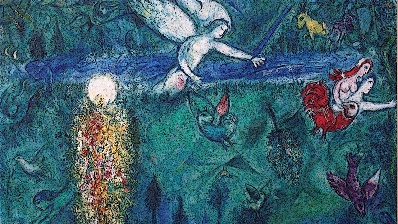 Adam et Ève chassés du Paradis détail contemporain Marc Chagall Peintures à l'huile